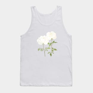 two white rose ink and watercolor Tank Top